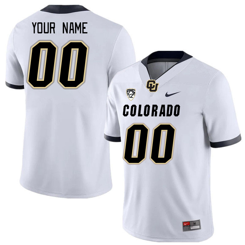 Custom Colorado Buffaloes Name And Number College Football Jerseys Stitched-White - Click Image to Close